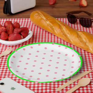 Pink Mint Green Geometric Polka Dots Paper Plate