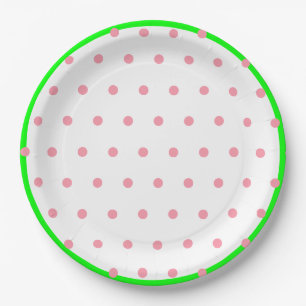 Pink Mint Green Geometric Polka Dots  Paper Plate