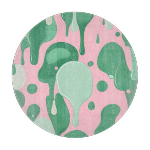 Pink Mint Green Melting Drip Pattern Abstract  Cutting Board