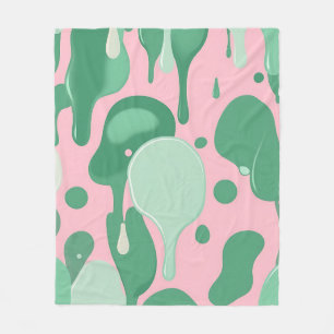 Pink Mint Green Melting Drip Pattern Abstract  Fleece Blanket