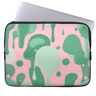 Pink Mint Green Melting Drip Pattern Abstract  Laptop Sleeve