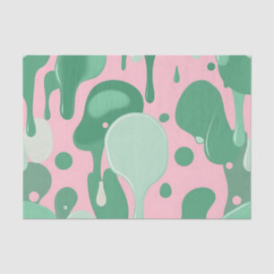 Pink Mint Green Melting Drip Pattern Abstract Tissue Paper