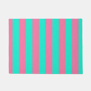 Pink Mint Green Stripes Design Doormat