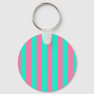 Pink Mint Green Stripes Design  Key Ring