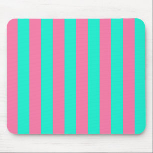 Pink Mint Green Stripes Design Mouse Mat
