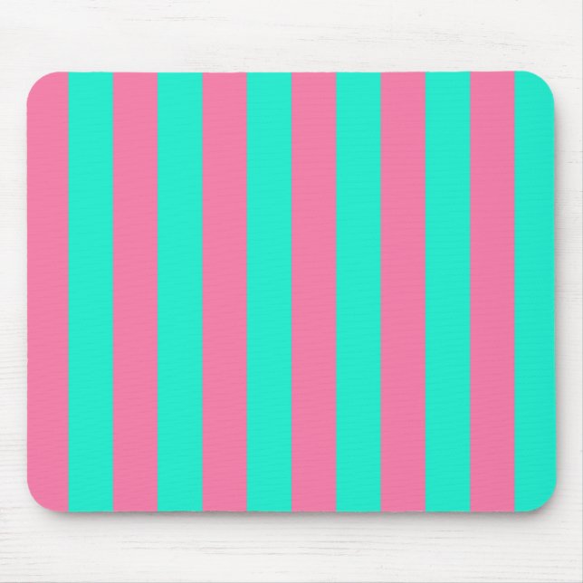 Pink Mint Green Stripes Design  Mouse Mat (Front)