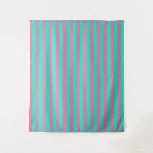 Pink Mint Green Stripes Design Tapestry