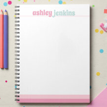 Pink & Mint Personalised Name Spiral Notebook