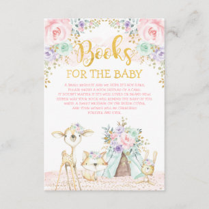 Pink Mint Purple Woodland Animals Book Request Enclosure Card