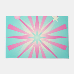 Pink Mint Retro Starburst Glow Doormat