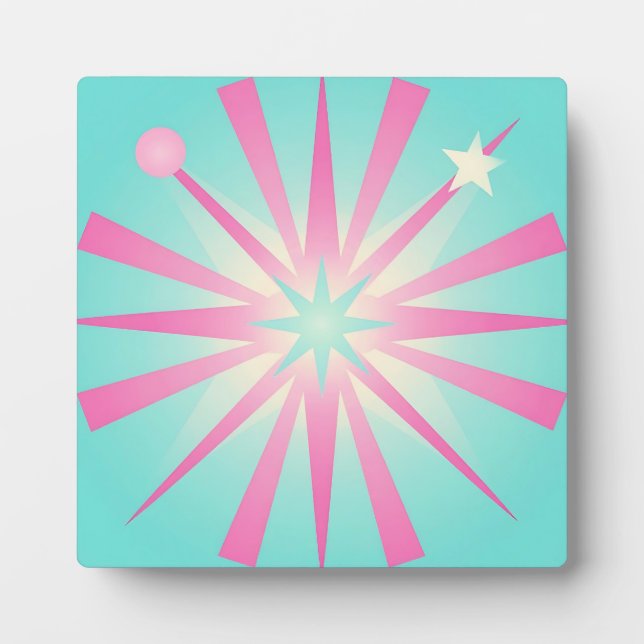 Pink Mint Retro Starburst Glow Plaque (Front)