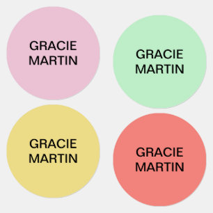 Pink Mint Yellow Children's Round Iron On Name