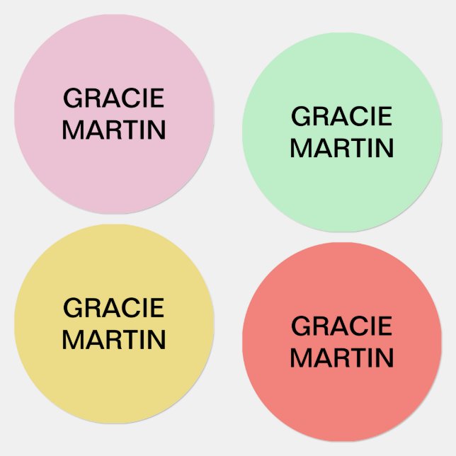 Pink Mint Yellow Children's Round Iron On Name (Group)