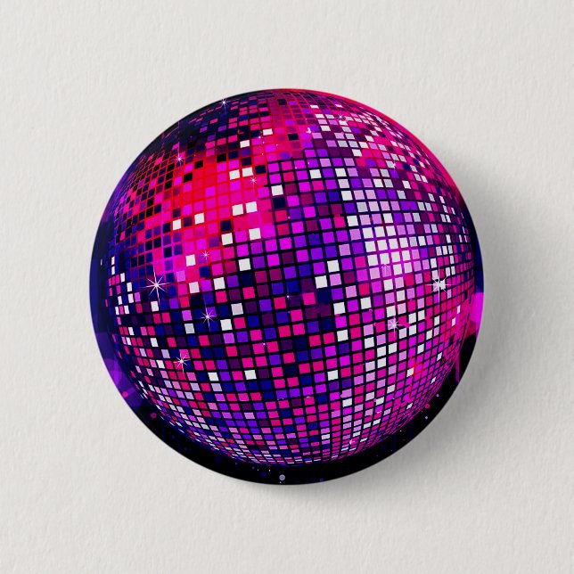 Pink Mirror Ball 6 Cm Round Badge (Front)