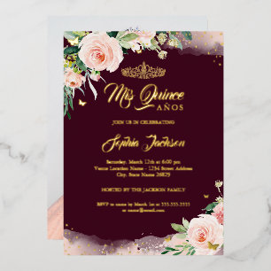 Pink Mis Quince Floral Photo Quinceanera Birthday