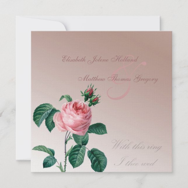 Pink Mist Rose Wedding Invitation (Front)