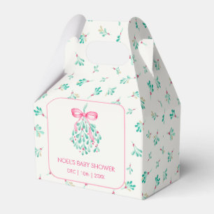 Pink Mistletoe Christmas Baby Shower Favour Box
