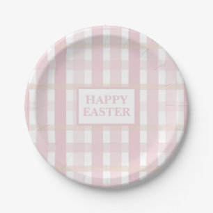 Pink Mix Plaid Paper Plate