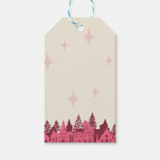 Pink Mod Christmas Village Gift Tags