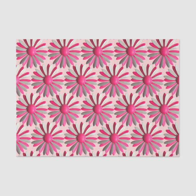 Pink MOD Daisy Flower Spring Summer Baby Shower Tissue Paper (Front)