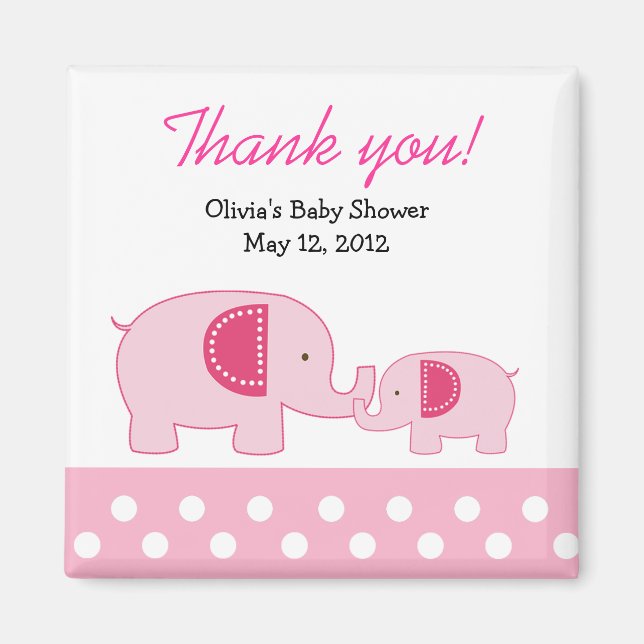Pink Mod Elephants Trendy Jungle Favour Magnet (Front)