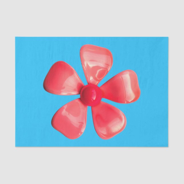 Pink MOD Flower Spring Summer Floral Blue Big Tissue Paper (Front)