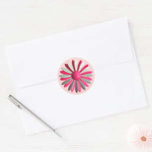 Pink MOD Flower Spring Summer Garden Wedding Classic Round Sticker