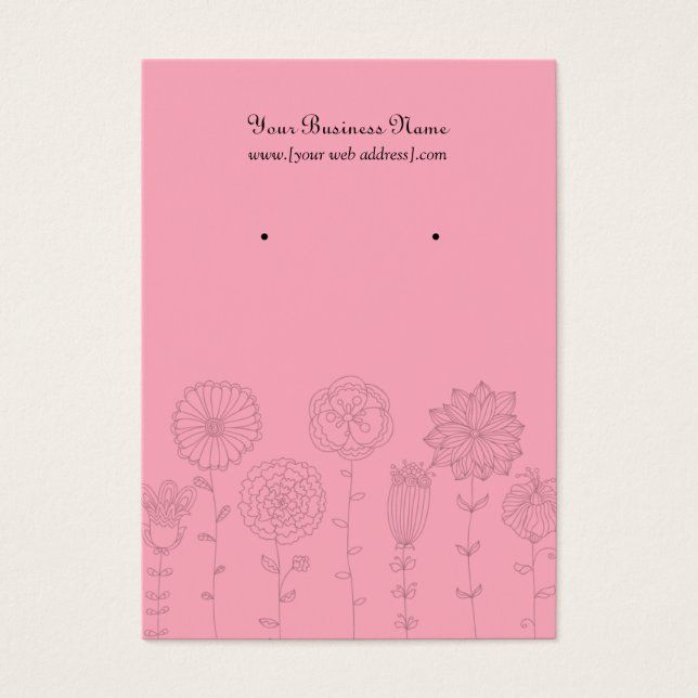Pink Mod Flowers Custom Earring Card (Front)