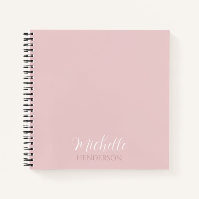 Pink Modern and Simple Personalised Monogram Notebook (Front)
