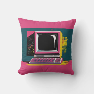 Pink Modern Art Vintage Computer Pillow