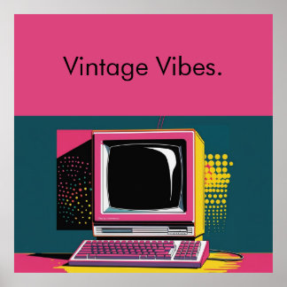 Pink Modern Art Vintage Computer Poster