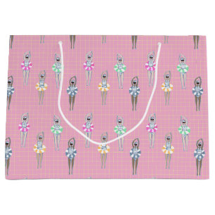 Pink Modern Artistic Swimmers Swimming Pool  Large Gift Bag