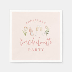 Pink modern bachelorette wildflower champagne napkin