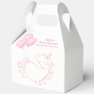 Pink Modern Balloon Unicorn Baby Shower Favour Box