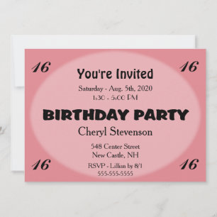 Pink Modern Birthday Invitation