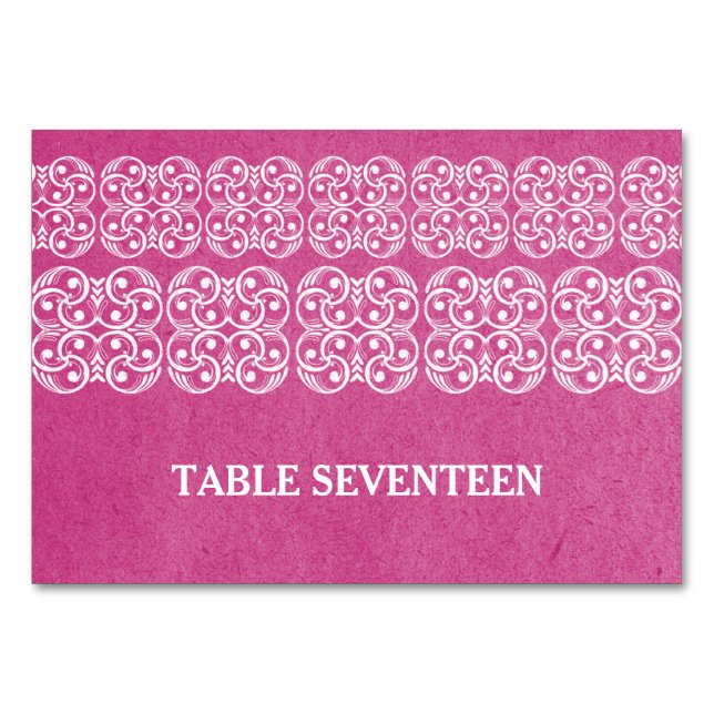 Pink Modern Bohemian Table Card (Front)