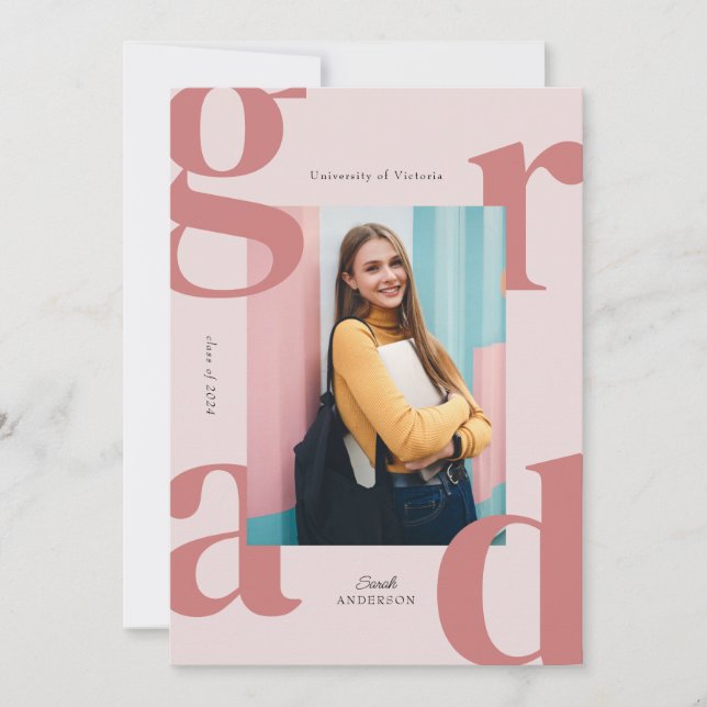 Pink Modern Bold Class of 2024 Graduation Invitation (Front)