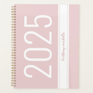 Pink Modern Bold Simple Stripe Personalised 2025 Planner