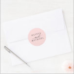 Pink Modern Bride and Groom Names Wedding Classic Round Sticker<br><div class="desc">Modern minimal pink wedding seals</div>