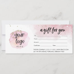 Pink Modern Business Gift Certificate With Logo