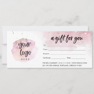 Pink Modern Business Gift Certificate With Logo