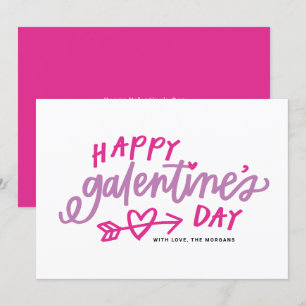 Pink Modern Calligraphy Happy Galentine's Day Holiday Card
