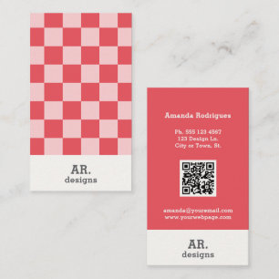 Pink Modern Chequered Business Card