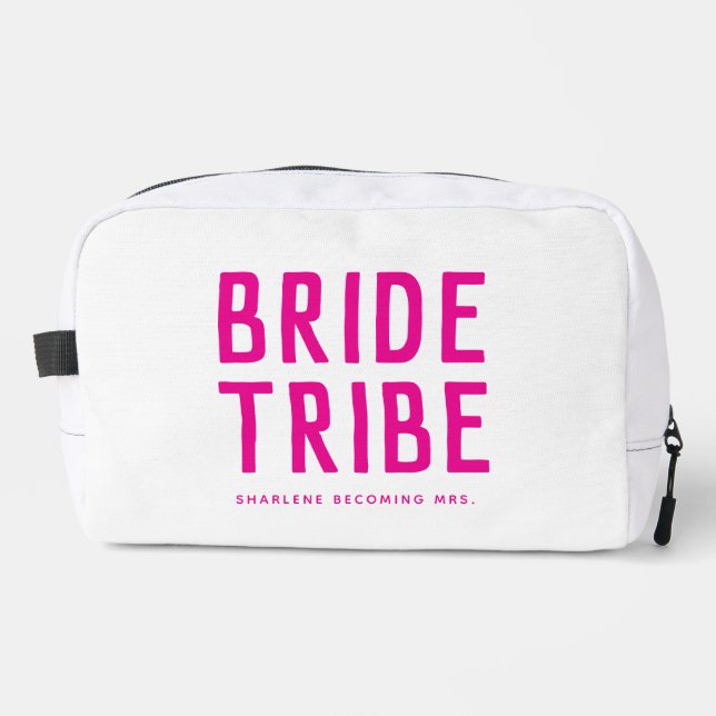 Pink Modern Chic Bride Tribe Bridesmaid Gift Dopp Kit (Front)