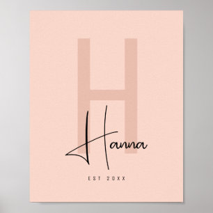 Pink Modern Chic Name Nursery Initial  Poster