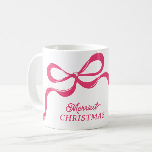 Pink Modern Christmas Classic Bows Holiday  Coffee Mug
