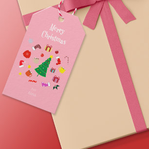 Pink Modern Christmas Time  Gift Tags