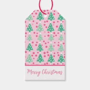 Pink Modern Christmas Tree Gift Tags