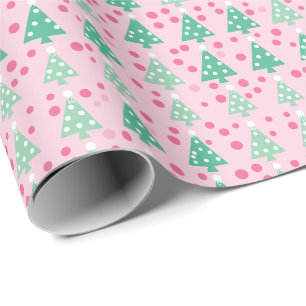 Pink Modern Christmas Tree Wrapping Paper