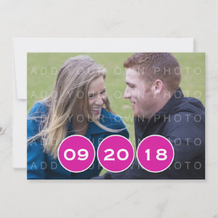 Pink Modern Circles Photo Save the Date Invite